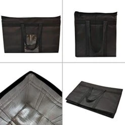 XXX-Large Insulated Grocery Delivery Cooler Bag,Collapsible Shopping Bags,Keep Food Hot Or Cold,Ideal For Uber Eats,Instacart,23"W X 15"H X 14"D Black Color)