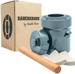 SAUERKROCK Fermentation Crock Jar 2 Liter In Traditional Brown - Stoneware Sauerkraut Crock For Fermenting Or Pickling Kimchi, Sauerkraut, Pickles, Vegetables, Kombucha - 1/2 Gallon Ceramic Fermenter With Fully Glazed Weights, Lid, And Pounder -Peugeot Shop 41xacz0oDaL. AC