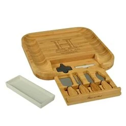 Custom Personalized Engraved Bamboo Cutting Board For Cheese & Charcuterie With Ceramic Dish, Knife Set & Cheese Markers -by Picnic At Ascot USA -Peugeot Shop 41xgLLUX6zL