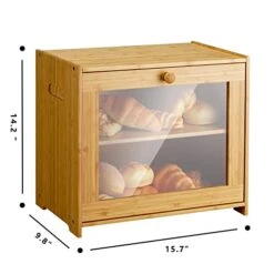 Bread Box For Kitchen Countertop, Bamboo Storage Box With 2 Adjustable Layer, Large Capacity Bread Box With Acrylic Glass Window, Bread Storage Bin For Kitchen(Self-Assembly) 13 Bread Box For Kitchen Countertop, Bamboo Storage Box With 2 Adjustable Layer, Large Capacity Bread Box With Acrylic Glass Window, Bread Storage Bin For Kitchen(Self-Assembly) -Peugeot Shop 41xlnFzuMGL