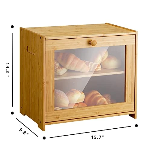 Bread Box For Kitchen Countertop, Bamboo Storage Box With 2 Adjustable Layer, Large Capacity Bread Box With Acrylic Glass Window, Bread Storage Bin For Kitchen(Self-Assembly) 7 Bread Box For Kitchen Countertop, Bamboo Storage Box With 2 Adjustable Layer, Large Capacity Bread Box With Acrylic Glass Window, Bread Storage Bin For Kitchen(Self-Assembly) - Image 7