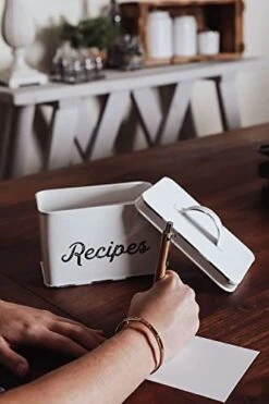 Rustic White Recipe Box; Enamel Farmhouse Recipe Holder And Organizer For 4 X 6 Inch Recipe Cards 8 Rustic White Recipe Box; Enamel Farmhouse Recipe Holder And Organizer For 4 X 6 Inch Recipe Cards -Peugeot Shop 41xsCvzmKhL