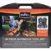 94069Y 20 Piece BBQ Grill Set | The Ultimate Barbeque Grill Tool Set | Rugged Plastic Storage Case | 20 Individual Pieces | Extra Sturdy Stainless Steel Tools, Black/Silver