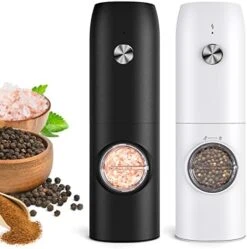 Electric Salt And Pepper Grinder Set (2 Pack), Rechargeable - No Battery Needed - Automatic Salt Pepper Mill Grinder, Adjustable Coarseness, LED Light, One-Hand Operation For Kitchen BBQ -Peugeot Shop 41y1DjzM YL. AC