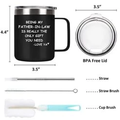 Being My Father-in-Law Stainless Steel Coffee Mug, Father's Day, Birthday, Christmas Gift For Father In Law, Dad, Father, Step Dad, Daddy, Insulated Coffee Mug With Lid And Handle, Black -Peugeot Shop 41y1HMNKrrL