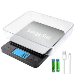 Upgraded Large Size Food Scale For Food Ounces And Grams, YONCON Kitchen Scales Digital Weight For Cooking, Baking, 5kg By 0.1g High Accurate Gram Scale With 2 Tray, Tare Function, LCD Display