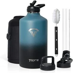 64 Oz Insulated Water Bottle, Half Gallon Vacuum Stainless Steel Sports Water Jug With 3 Lids & Brush, BPA-free Reusable Double Walled Thermos Mug Gym Keg For Sports Outdoor Camping, Black 26 64 Oz Insulated Water Bottle, Half Gallon Vacuum Stainless Steel Sports Water Jug With 3 Lids & Brush, BPA-free Reusable Double Walled Thermos Mug Gym Keg For Sports Outdoor Camping, Black -Peugeot Shop 41yDwQkuGdL. AC