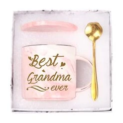 Best Grandma Mug Best Grandma Ever Mug Grandma Gifts Birthday Mothers Day Gifts For Grandma From Granddaughter Grandson Grandchildren Grandkids 12 Ounce Exquisite Box Spoon And Mug Mat Pink