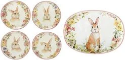 Easter Garden 8.5" Dessert/Salad Plate, Set Of 4 Assorted Designs, Multicolored -Peugeot Shop 41yJAZ3W2FL. AC
