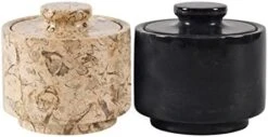 Arblous Krafts Stylish Marble White And Black 3.5 Oz Salt Cellar, Trinket Box And Condiment Pots 3" X 3" Kitchen Décor Salt Pepper Bowls Salt Container, Pinch Pots Tea Containers -Peugeot Shop 41yKP8NT22L. AC