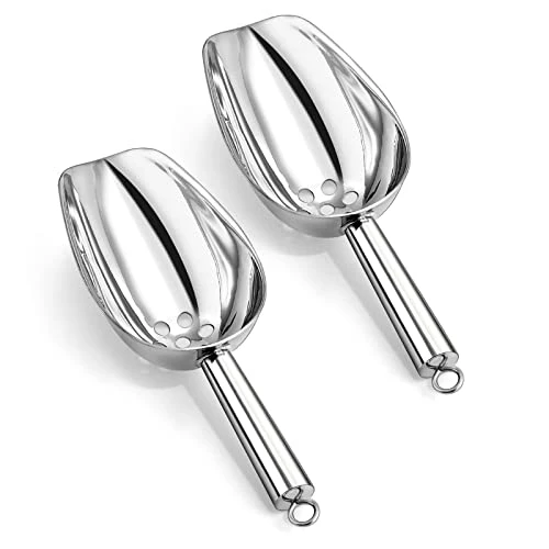 Metal Ice Scoops With Holes, E-far 8 Ounce Stainless Steel Scoops With Drain Holes To Reduce Unwanted Dilution, Slotted Scoop For Ice Maker/Freezer/Bar, Rust Free & Heavy Duty, Dishwasher Safe-2 Pack 1 Metal Ice Scoops With Holes, E-far 8 Ounce Stainless Steel Scoops With Drain Holes To Reduce Unwanted Dilution, Slotted Scoop For Ice Maker/Freezer/Bar, Rust Free & Heavy Duty, Dishwasher Safe-2 Pack
