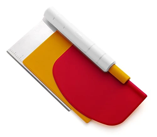 Chef'n Pastrio Set Bench Scraper And Chopper, Includes Stainless Steel And Plastic, Red 1 Chef'n Pastrio Set Bench Scraper And Chopper, Includes Stainless Steel And Plastic, Red