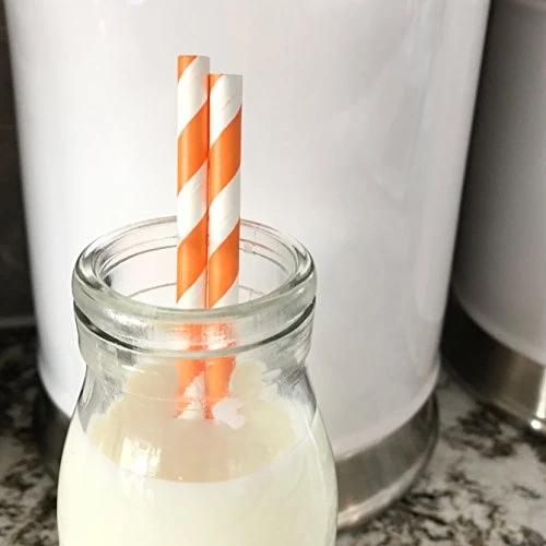 Stripe Paper Straws - Party Supply - Orange White - 7.75 Inches - Pack Of 100 - Outside The Box Papers Brand 3 Stripe Paper Straws - Party Supply - Orange White - 7.75 Inches - Pack Of 100 - Outside The Box Papers Brand - Image 3