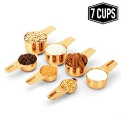 LbDepot Copper Plated Measuring Cups, Premium 18/8 Stainless Steel Metal, Stackable & Nesting, Accurate Dual Spout Measuring Cup Design For Dry & Liquid Ingredients, 7 Piece Set -Peugeot Shop 41yR2ZjsZcL