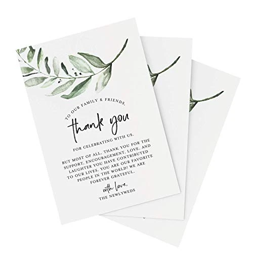 Thank You Place Setting, Rustic Greenery, Table Place Cards For Weddings, Receptions, Rehearsals, Dinner Parties, Events And Celebrations, 4"x6" (50 Cards) 1 Thank You Place Setting, Rustic Greenery, Table Place Cards For Weddings, Receptions, Rehearsals, Dinner Parties, Events And Celebrations, 4"x6" (50 Cards)