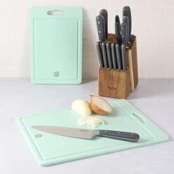 Artha Stewart BPA Free Plastic Cutting Board 2pc Set (16" X 12" And 12" X 8") - Martha Blue - Dishwasher Safe