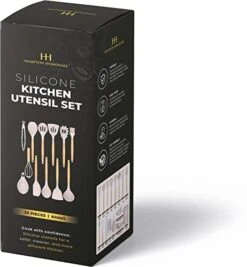 Kitchen Utensils Set, 33 Pcs Non-Stick Silicone Cooking Utensils Set, Heat-Resistant Silicone, Wooden Utensils For Cooking, Kitchen Gadgets Spatula Set, Apartment Essentials Kitchen Set (Khaki) -Peugeot Shop 41ygTLbxGJL