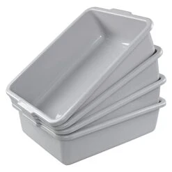 24 L Plastic Commercial Bus Tubs, Large Utility Bus Boxes, 4-Pack