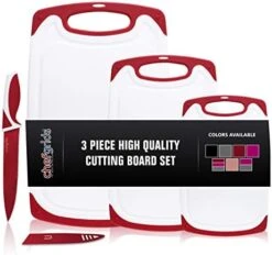 HEF GRIDS Durable Plastic Cutting Board Set, Chopping Board Thick Plastic, For Vegetable Meat Or Cheese With Non-Slip Feet And Handles With Juice Groove (GREY) -Peugeot Shop 41z1gVS8 0L. AC