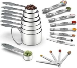 Measuring Cups And Magnetic Measuring Spoons Set, Wildone Stainless Steel 8 Measuring Cups, 7 Double Sided Stackable Magnetic Measuring Spoons, 1 Leveler & 5 Mini Spoons - 21 Piece Multicolor -Peugeot Shop 41z1udVdEnS. AC