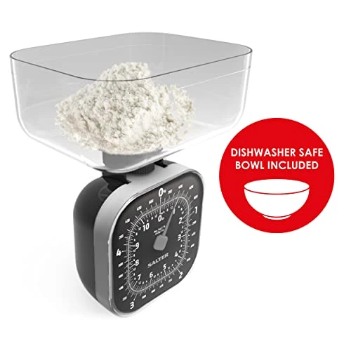 Salter Alter 124 BKSVDR Compact Mechanical Cube Kitchen Scale, 1.3L Dishwasher Safe Bowl, No Batteries Required, Metric/Imperial, Max. Weight 5KG/11lbs, Analogue Easy To Read Clock Face Style Scales, Black 5 Salter Alter 124 BKSVDR Compact Mechanical Cube Kitchen Scale, 1.3L Dishwasher Safe Bowl, No Batteries Required, Metric/Imperial, Max. Weight 5KG/11lbs, Analogue Easy To Read Clock Face Style Scales, Black - Image 5