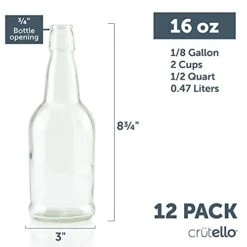 16 Ounce Clear Glass Flip Top Beer Bottles For Brewing - Beer, Kombucha, Soda, Juice - 12 Pack Glass Bottle For Fermentation, Storage, Drinking | A Family-Owned American Brand -Peugeot Shop 41zAqqDR3wL