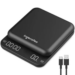 Espresso Scale With Timer, Ingecafea Digital Coffee Scale 3kg/0.1g High Precision, Pour Over Coffee Scale With Tare Feature, Rechargeable Coffee Scale Measures For G/oz/ml