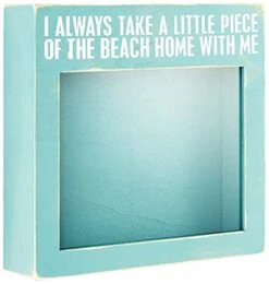 By Kathy 24673 Distressed Blue Wooden Sea Shell Holder, 10" X 10", Piece Of The Beach With Me