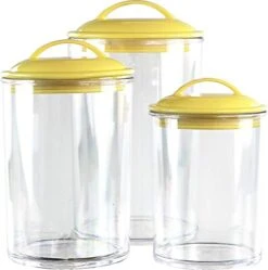 Calypso Basics By Reston Lloyd Acrylic Storage Canisters, Set Of 3, Lemon