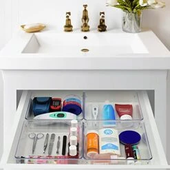 Desk Drawer Organizer Box Tray Storage Bins Modular Divider For Home, Kitchen, Office And Storage (Clear Crystal Plastic) (4 Pack - 6.25" X 6.25" X 2.13") 8 Desk Drawer Organizer Box Tray Storage Bins Modular Divider For Home, Kitchen, Office And Storage (Clear Crystal Plastic) (4 Pack - 6.25" X 6.25" X 2.13") -Peugeot Shop 41zNIO4AwoS