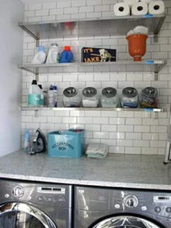 Stainless Steel Wall Shelf | Square Edge | Heavy Duty | Commercial Grade | Wall Mount | NSF Certified (14" Width X 60" Length) -Peugeot Shop 41zPjtG9zLL