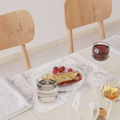 Faux Leather Heat Resistant Placemats For Dining Table Set Of 6, Waterproof Wipeable Washable PU Table Mats,Marble White/Grey -Peugeot Shop 41zZ9DhY3gL