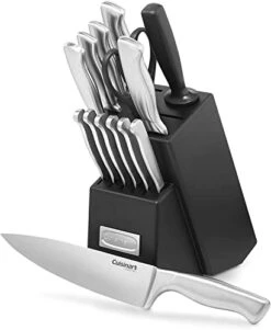 Cuisinart 15 Piece Kitchen Knife Set With Block, Cutlery Set, Hollow Handle, C77SS-15PK
