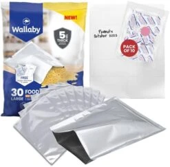 75x Wallaby 1-Gallon Mylar Bag Bundle - (5 Mil - 10" X 14") Mylar Bags, 80x 400cc Oxygen Absorbers, 80x Labels - Heat Sealable, Food Safe, & Reliable Long Term-Food Storage Solutions - Silver 15 75x Wallaby 1-Gallon Mylar Bag Bundle - (5 Mil - 10" X 14") Mylar Bags, 80x 400cc Oxygen Absorbers, 80x Labels - Heat Sealable, Food Safe, & Reliable Long Term-Food Storage Solutions - Silver -Peugeot Shop 41zekSVx8jL. AC