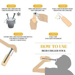 Beer Chiller Stick For Bottles, Unique Beer Gifts For Men And Boyfriend - Great Gift Ideas For Christmas, New Year, Thanksgiving, Father's Day, Valentine's Day, Birthday (4 Pack) -Peugeot Shop 41zmLMavBHL