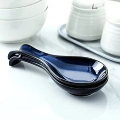 Ceramic Spoon Rest For Stove Top, Porcelain Spoon Holder, Large Spoon Rest For Kitchen Counter Stove Top, Spoon Rest Blue, Set Of 2 -Peugeot Shop 41zpJIbaMPS