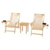 Romantic 3-Piece Wood And Canvas Adirondack Furniture Set - Natural