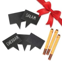 Food-Grade Slate Labels With Markers - 5 Natural Slate Boards And 3 Soapstone Chalk Markers For Cheese Name Tag, Charcuterie Board, Cheese Board Platter, Wedding, Birthday, Cocktail Parties -Peugeot Shop 41zpaCaLKNL