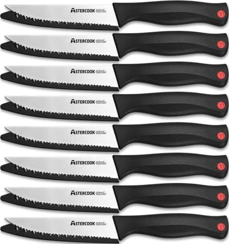 Steak Knife, Steak Knives Set Of 6 With Sheath, Astercook Dishwasher Safe High Carbon Stainless Steel Steak Knife With Cover, Black 7 Steak Knife, Steak Knives Set Of 6 With Sheath, Astercook Dishwasher Safe High Carbon Stainless Steel Steak Knife With Cover, Black - Image 7