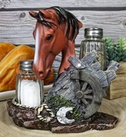 Country Western Chestnut Brown Stallion Horse By Farm Wagon Wheel Lasso Horseshoes Salt And Pepper Shakers Holder Figurine Set 6.25"High Old Fashioned Rustic Decor Statue (Chestnut Brown) 11 Country Western Chestnut Brown Stallion Horse By Farm Wagon Wheel Lasso Horseshoes Salt And Pepper Shakers Holder Figurine Set 6.25"High Old Fashioned Rustic Decor Statue (Chestnut Brown) -Peugeot Shop 51 DbPq54bL. AC