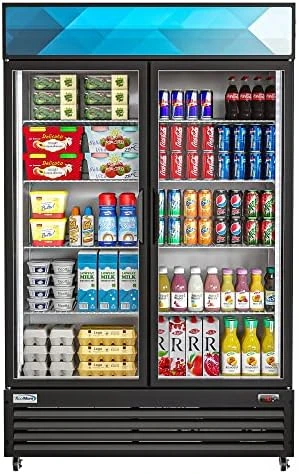 - MDR-2GD-35C 45" Commercial Glass 2 Door Display Refrigerator Merchandiser - Upright Beverage Cooler With LED Lighting - 35 Cu. Ft, Black 8 - MDR-2GD-35C 45" Commercial Glass 2 Door Display Refrigerator Merchandiser - Upright Beverage Cooler With LED Lighting - 35 Cu. Ft, Black - Image 8
