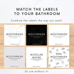 Outhwash Dispenser 16.9 Oz/ 500ml, 2 Clear Glass Bottles With Stainless Steel Pourers, 2 Stainless Steel Shots, Stainless Steel Tray And 8 Modern Labels - Refillable Bottles - Bathroom Set -Peugeot Shop 5102E27z0jL