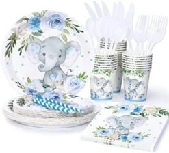 Elephant Baby Shower Party Supplies Baby Girl Plates And Napkins Pink Floral Tableware For Girls Princess Baby Shower Bridal Shower Flower Jungle Animal Theme Party -Peugeot Shop 510CPw7LeL. AC