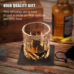 Whiskey Stones, Granite Chilling Whiskey Rocks, 2 Whiskey Glasses, 8 Granite Chilling Rocks, 2 Slate Coasters, Ice Tongs &Storage Bag. -Peugeot Shop 510DBRx1PTL