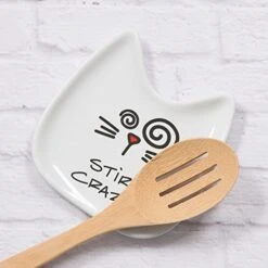 Pavilion Gift Company Blobby Cat, Cat Spoon Rest "Stir Crazy", 5", White -Peugeot Shop 510IlCnx70L