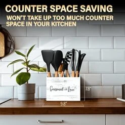 Cooking Utensil Holder, Cute Kitchen Counter Organizer, Utensil Caddy, Lovely Farmhouse Kitchen Decor (White) -Peugeot Shop 510OJBUZaSL