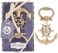 24 Pcs Anchor Bottle Opener Wedding Favor Nautical Themed Anchor & Wheel Beer Bottle Opener Party Favors For Guests Boxed Souvenir Gift Favor For Beach Wedding Baby Bridal Shower (Blue Anchor, 24)