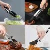 4 Pack Silicone Kitchen Cooking Tongs Set, Stainless Steel Nonstick Food Tong With BPA Free Silicone Tips For Serving Pasta Spaghetti Steak Pie Pizza Salad Vegetable Fruit Grilling BBQ Buffet 9" & 12"