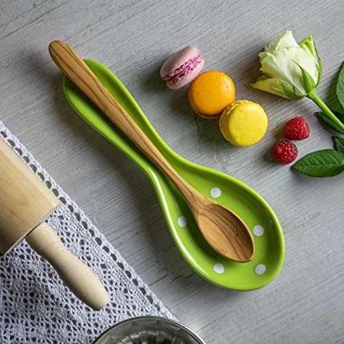 Handmade Lime Green And White Polka Dot Ceramic Kitchen Cooking Spoon Rest | Pottery Utensil Holder | Housewarming Gift By City To Cottage® 3 Handmade Lime Green And White Polka Dot Ceramic Kitchen Cooking Spoon Rest | Pottery Utensil Holder | Housewarming Gift By City To Cottage® - Image 3