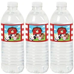 Farm Animals - Barnyard Baby Shower Or Birthday Party Water Bottle Sticker Labels - Set Of 20